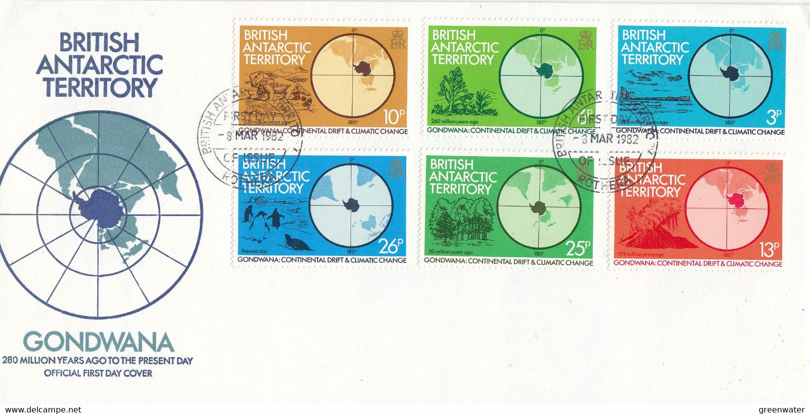 British Antarctic Territory (BAT) 1982 Gondwana 6v FDC (F8798) - FDC