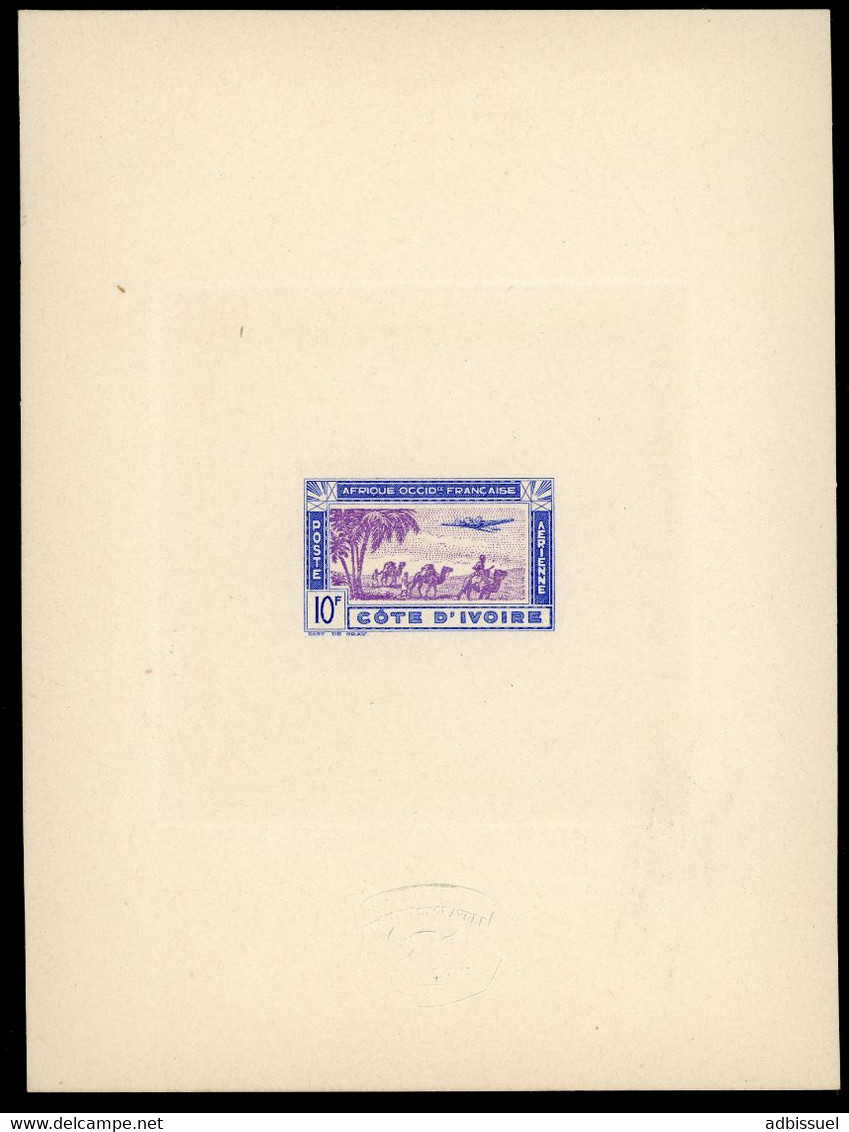 RARE COTE D'IVOIRE 1942 Poste Aérienne N° 10 à 17. HUIT EPREUVES DE LUXE SERIE COMPLETE (voir les 8 photos)