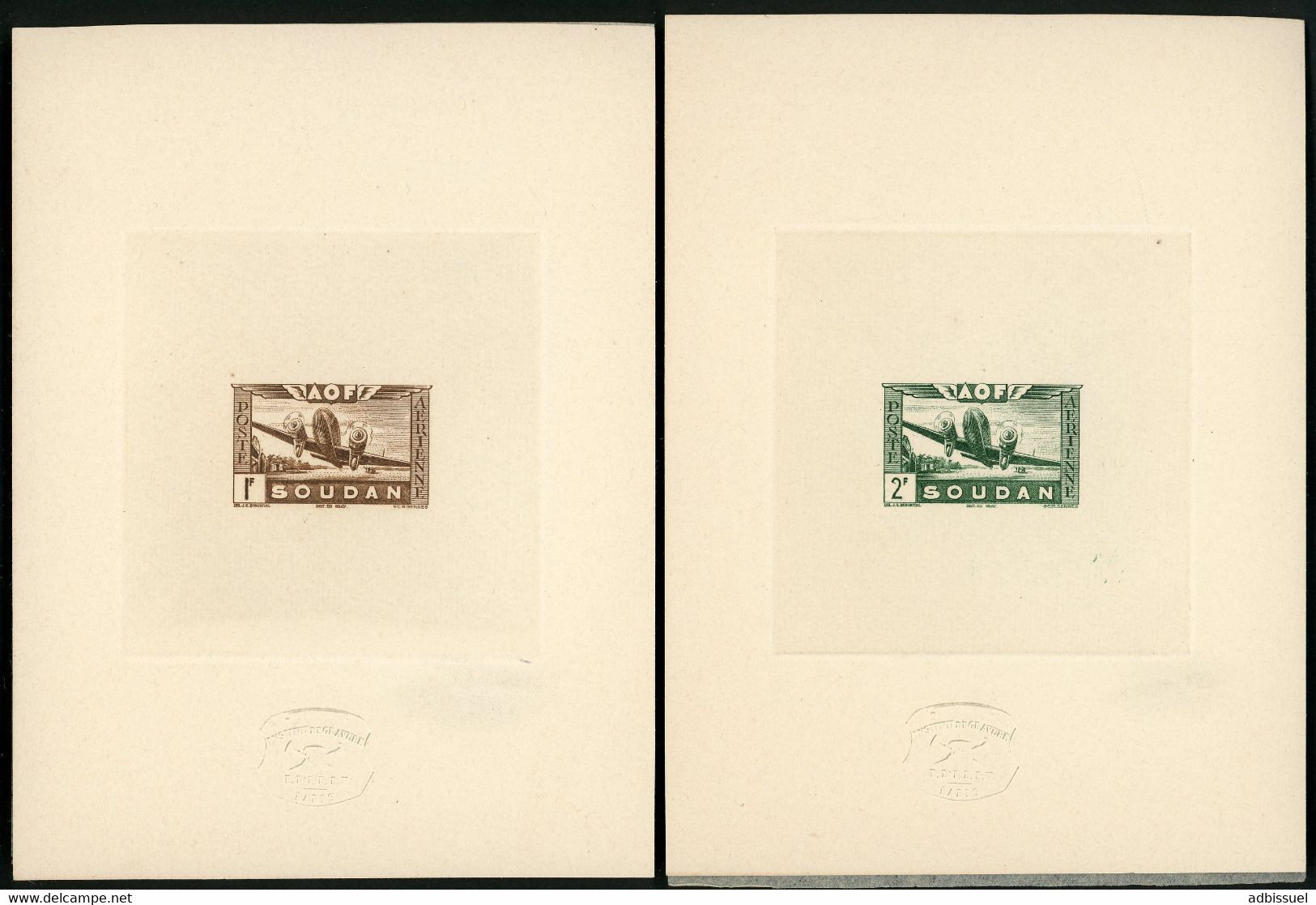 RARE SOUDAN 1942 Poste Aérienne N° 10 à 17. HUIT EPREUVES DE LUXE SERIE COMPLETE (voir Les 4 Photos) - Unused Stamps