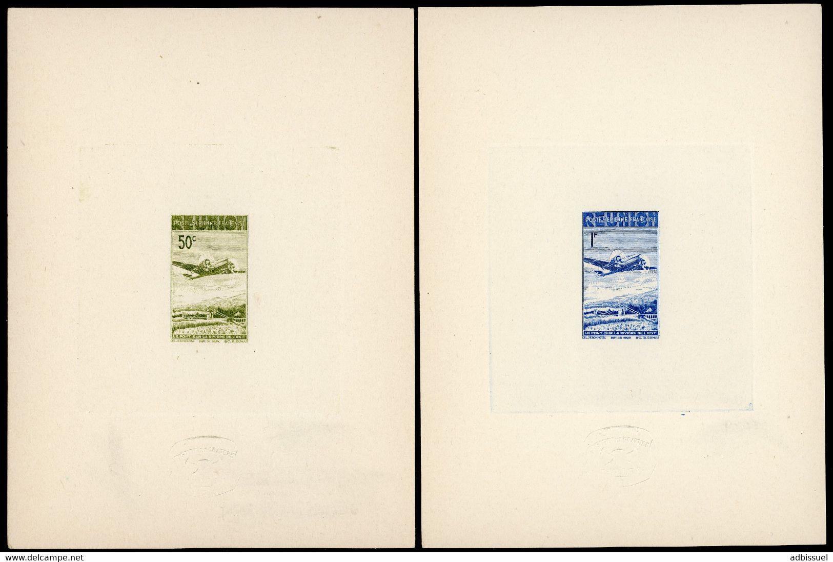 RARE REUNION 1942 Poste Aérienne N° 10 à 17. HUIT EPREUVES DE LUXE SERIE COMPLETE (voir Les 4 Photos) - Poste Aérienne