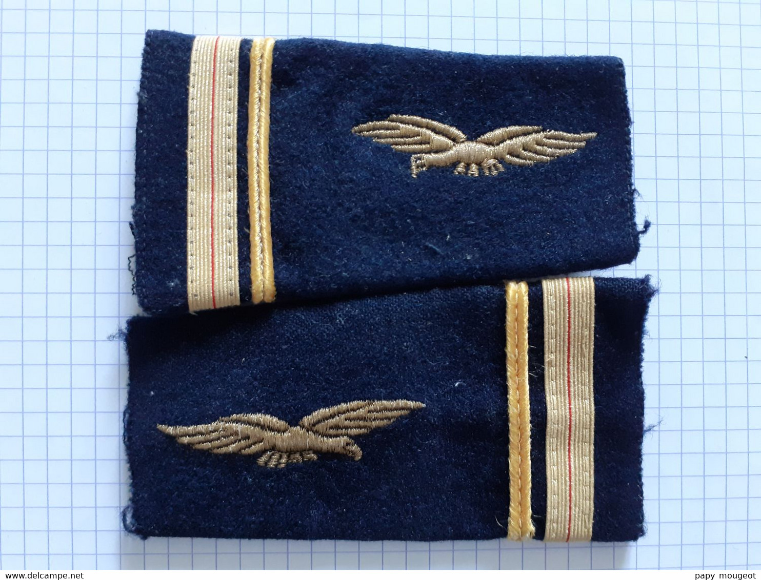 Fourreau Epaulettes Insigne Tissu Brodé - Grade De Major Armée De L'Air (galon Jaune Séparé) - Aviation