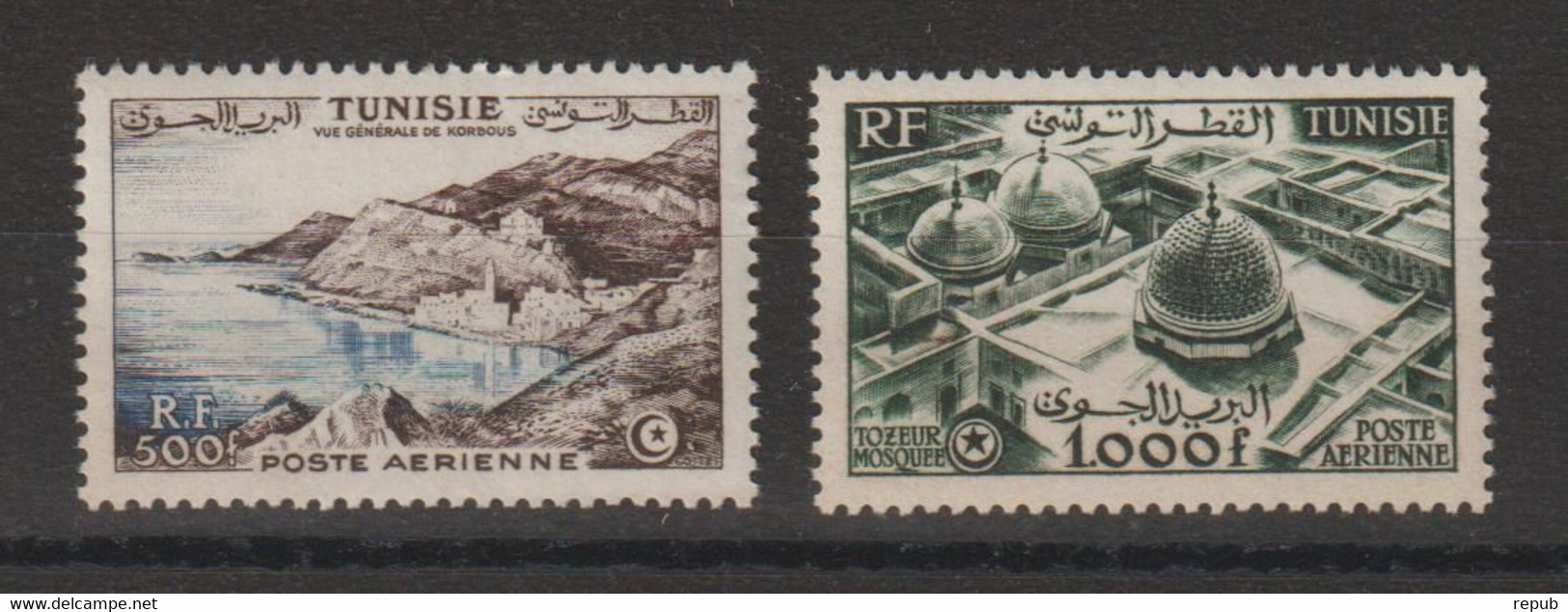 Tunisie 1953 Vues PA 18-19 2 Val ** MNH - Posta Aerea