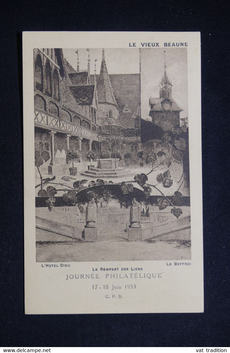 FRANCE - Vignette De L'Exposition Philatélique De Beaune Sur Carte Postale En 1933 - L 101821 - Brieven En Documenten