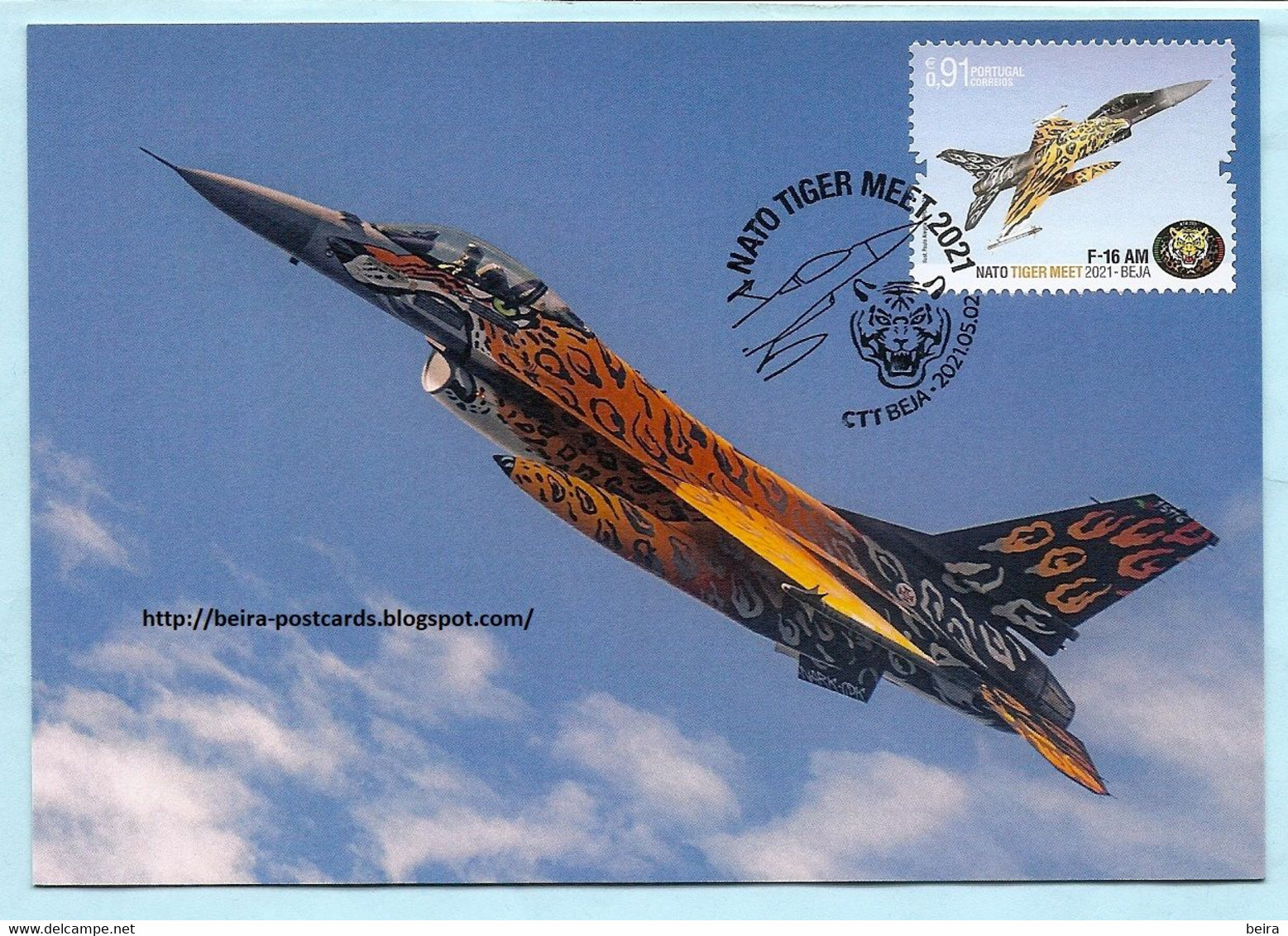 PORTUGAL - AIR FORCE F16 AM AIRCRAFT NATO TIGER MEET MILITARIA MAXIMUM CARD - Maximum Cards & Covers