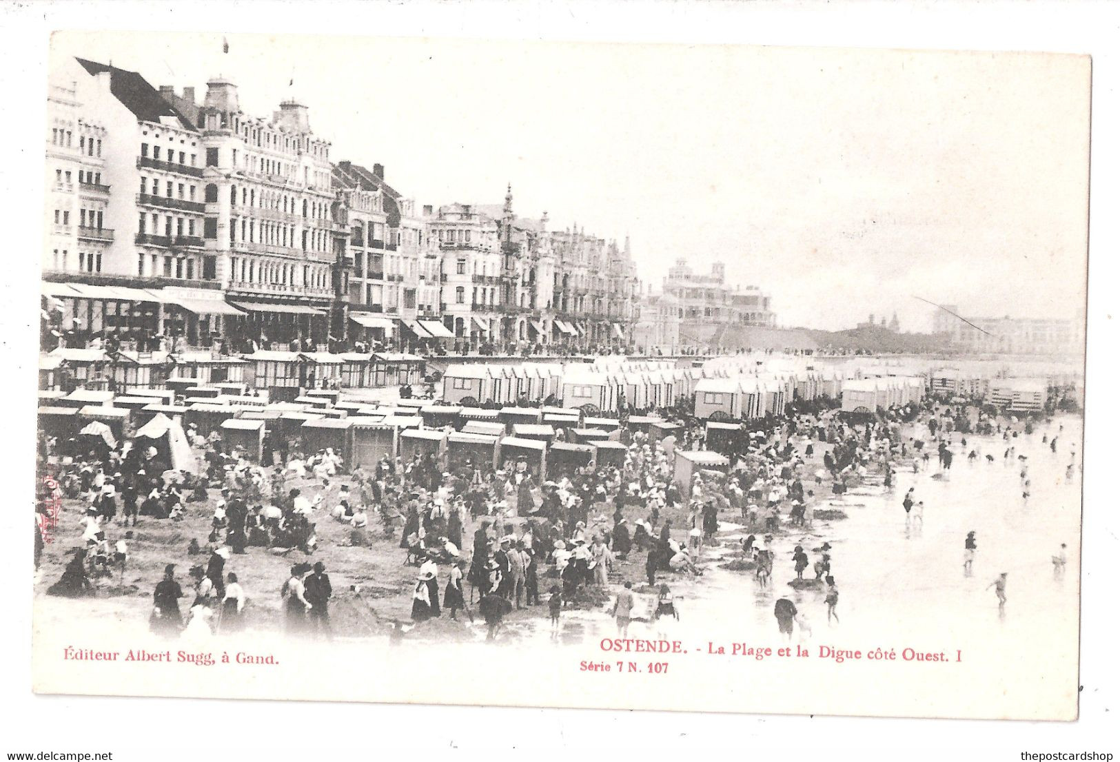 Oostende Ostende LA PLAGE ET LA DIGUE COTE OEUST Geanimeerd Albert Sugg SERIE 7 No 107 EARLY UNDIVIDED BACK - Oostende