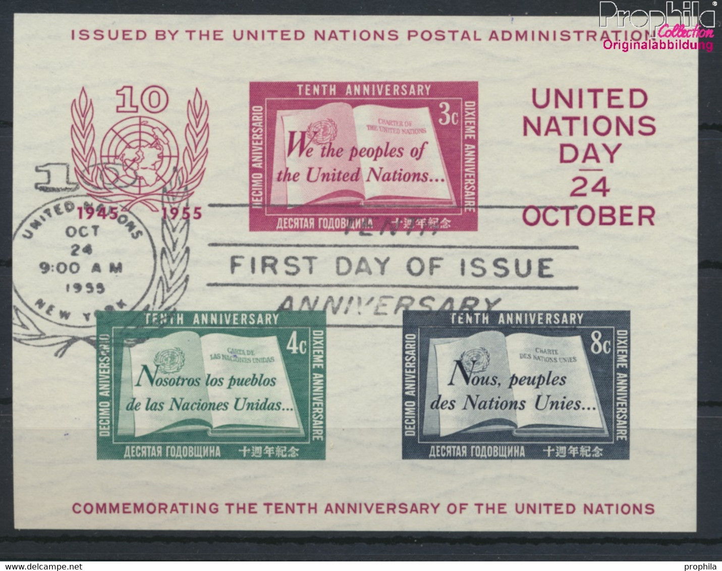 UNO - New York Block1I (kompl.Ausg.) Gestempelt 1955 10 Jahre UNO (9636837 - Used Stamps