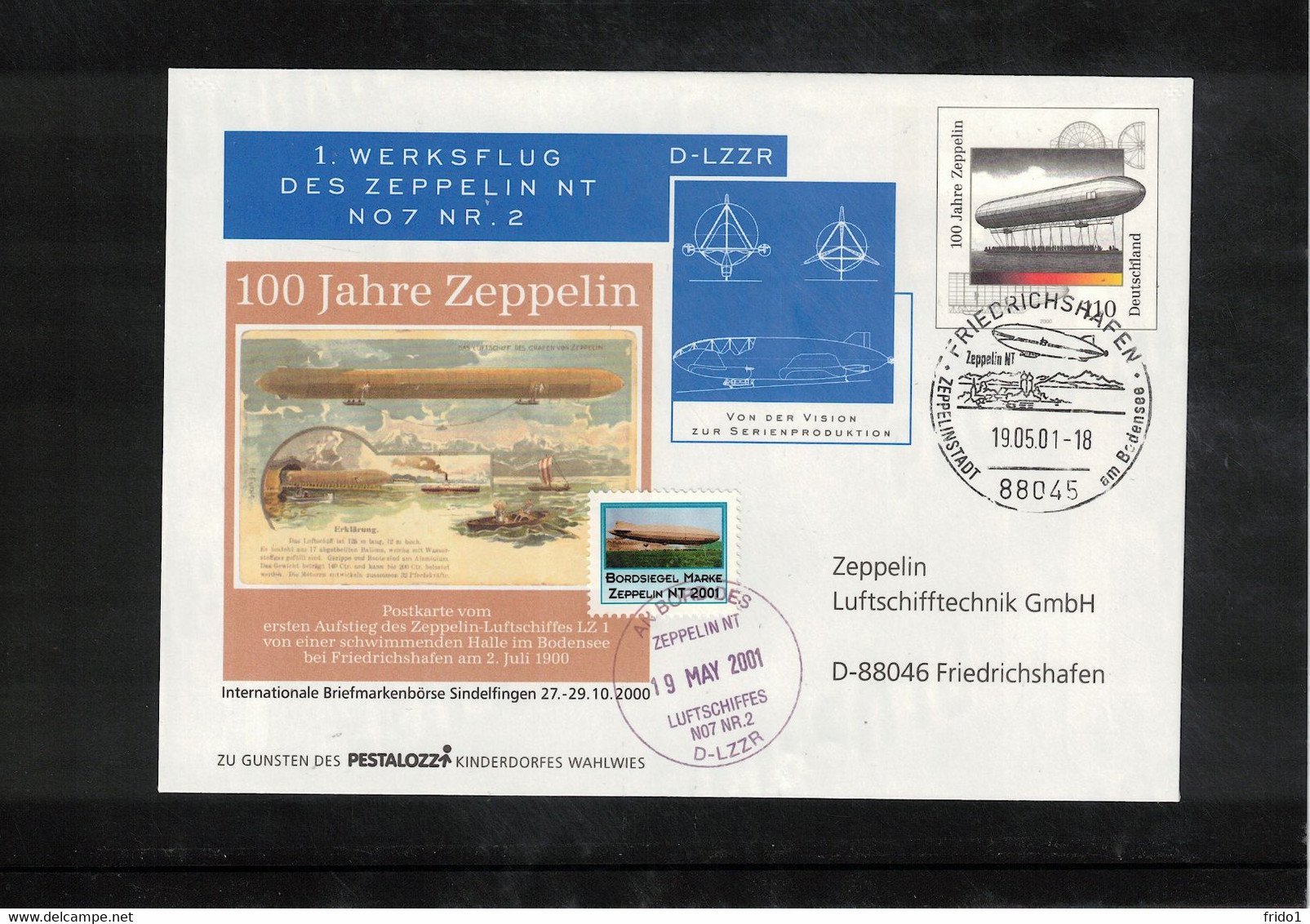 Germany / Deutschland 2001 Zeppelin NT - Pestalozzi Kinderdorf  Interesting Cover - Zeppeline