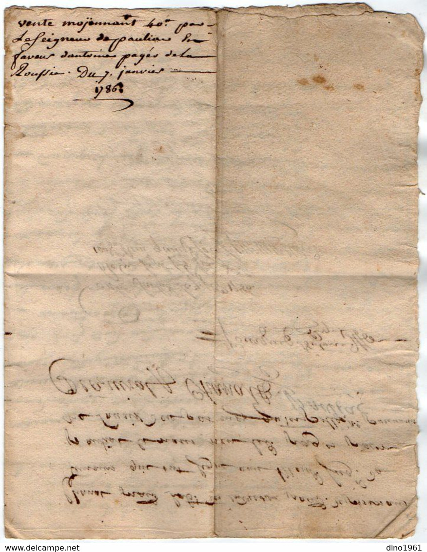 VP18.187 - Cachet De Généralité BORDEAUX - Acte De 1786 Concernant Le Seigneur De PAULIAC - Matasellos Generales