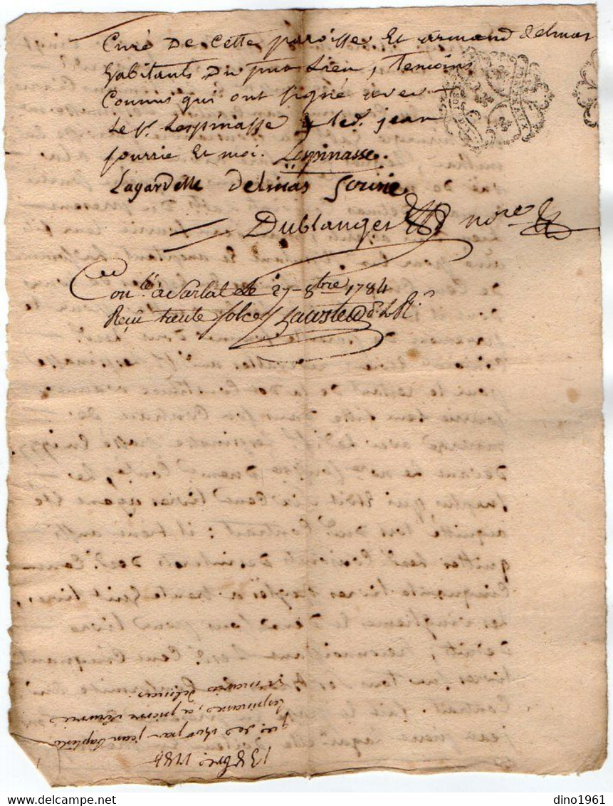 VP18.188 - Cachet De Généralité BORDEAUX - 2 Actes De 1740 Concernant Mr Jean Baptiste LESPINASSE Maître En Chirurgie - Seals Of Generality