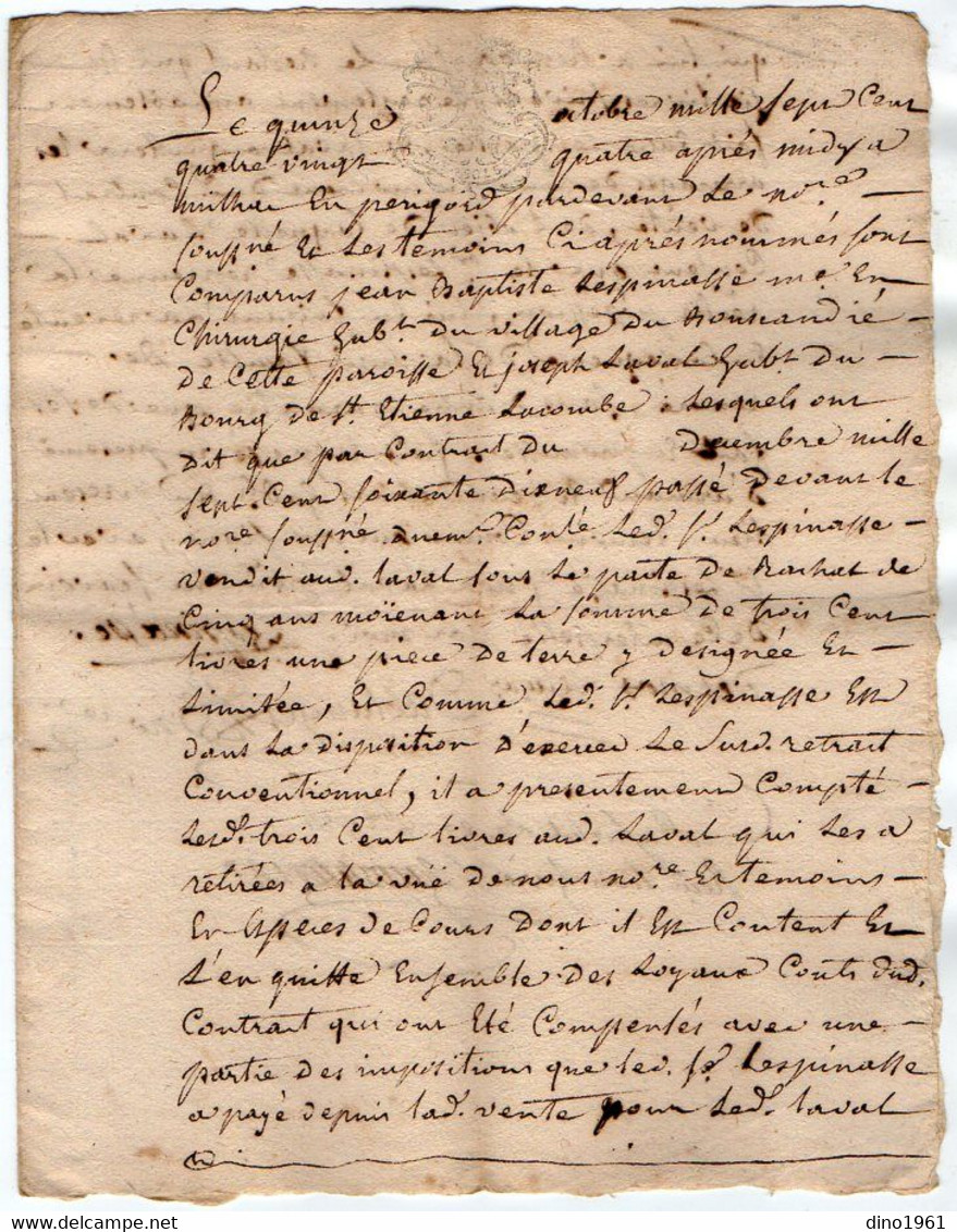 VP18.188 - Cachet De Généralité BORDEAUX - 2 Actes De 1740 Concernant Mr Jean Baptiste LESPINASSE Maître En Chirurgie - Gebührenstempel, Impoststempel