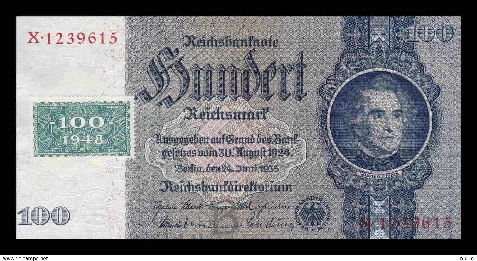 Alemania Germany Dem. Rep. DDR 100 Mark SBZ 1948 Pick 7a With Stamp SC UNC - 100 Deutsche Mark