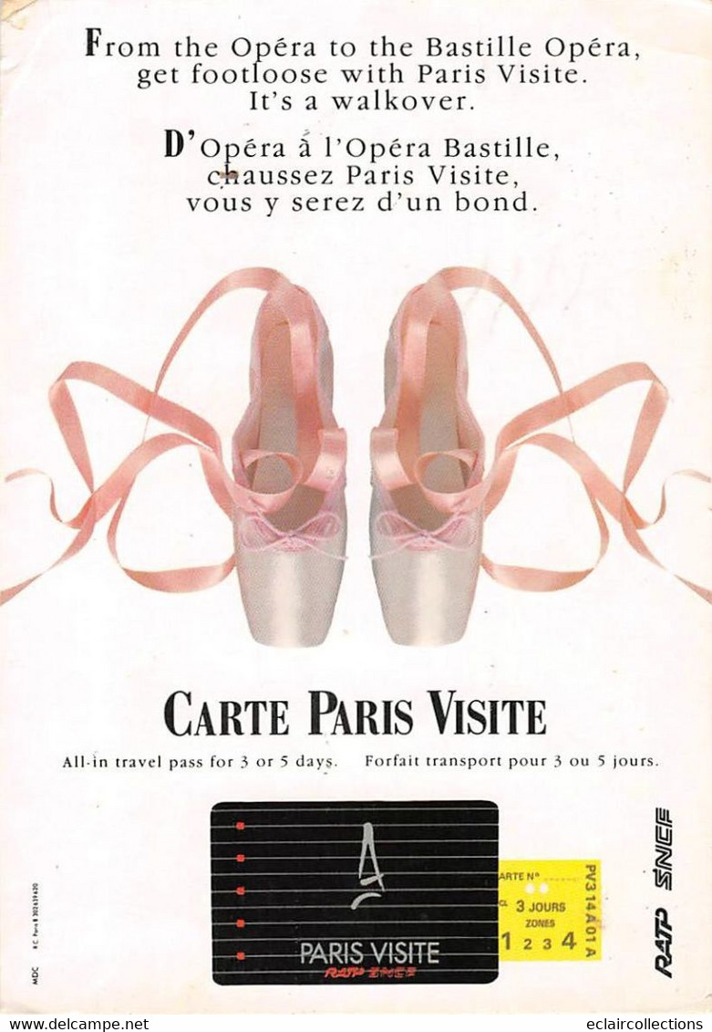 Thème:   Danse Classique  Paire De Chaussons  Carte Visite De Paris      (voir Scan) - Danse