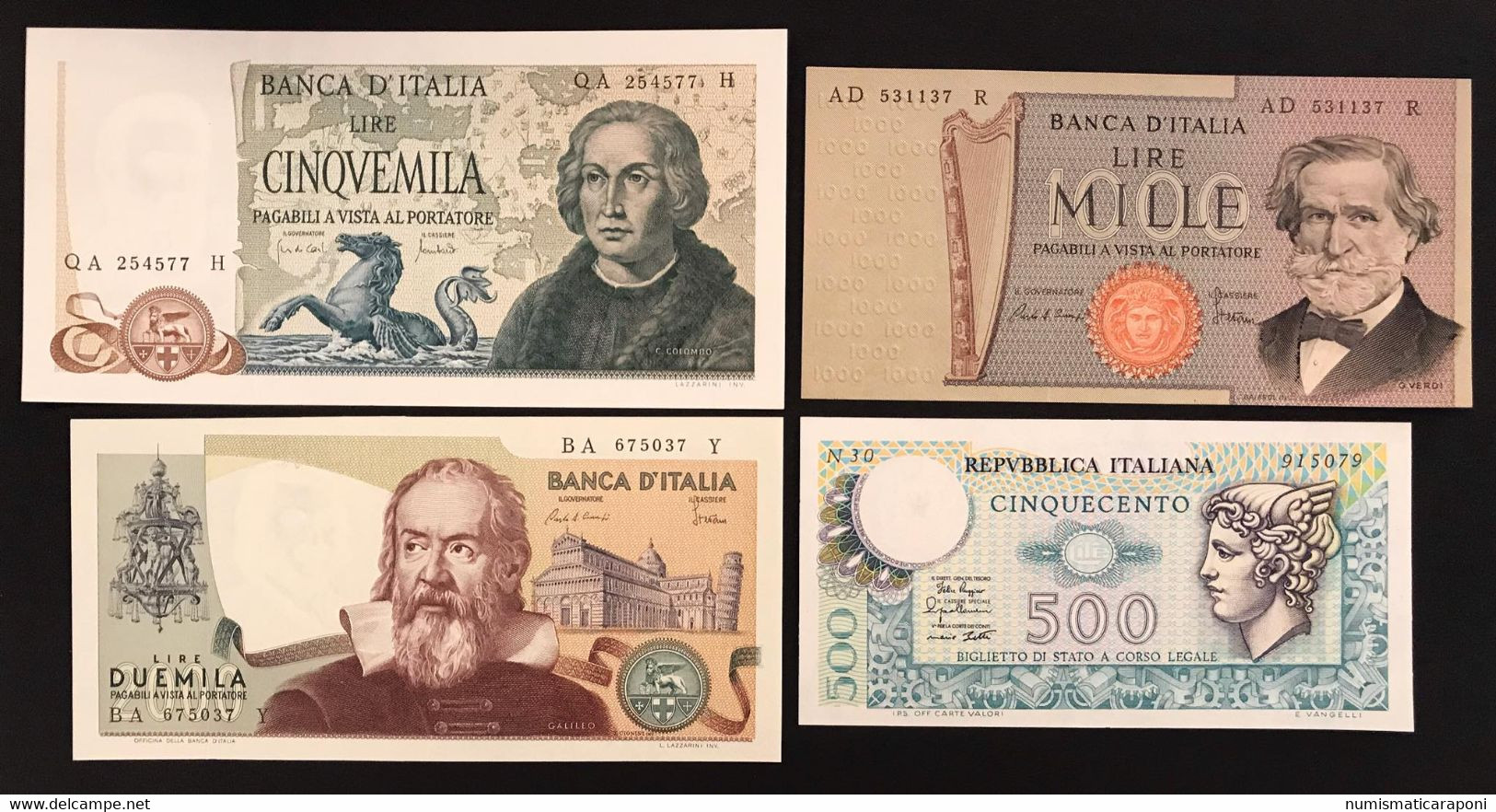 5000 + 2000 + 1000 + 500 Lire 1971 1983 1981 1979 Q.fds/fds  LOTTO 3319 - Colecciones