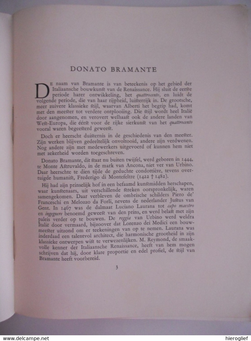 DONATO BRAMANTE Door Kanunnik Maere Italië Architect Kunstschilder Gulden Snede Tijdens De Renaissance Florence - Histoire