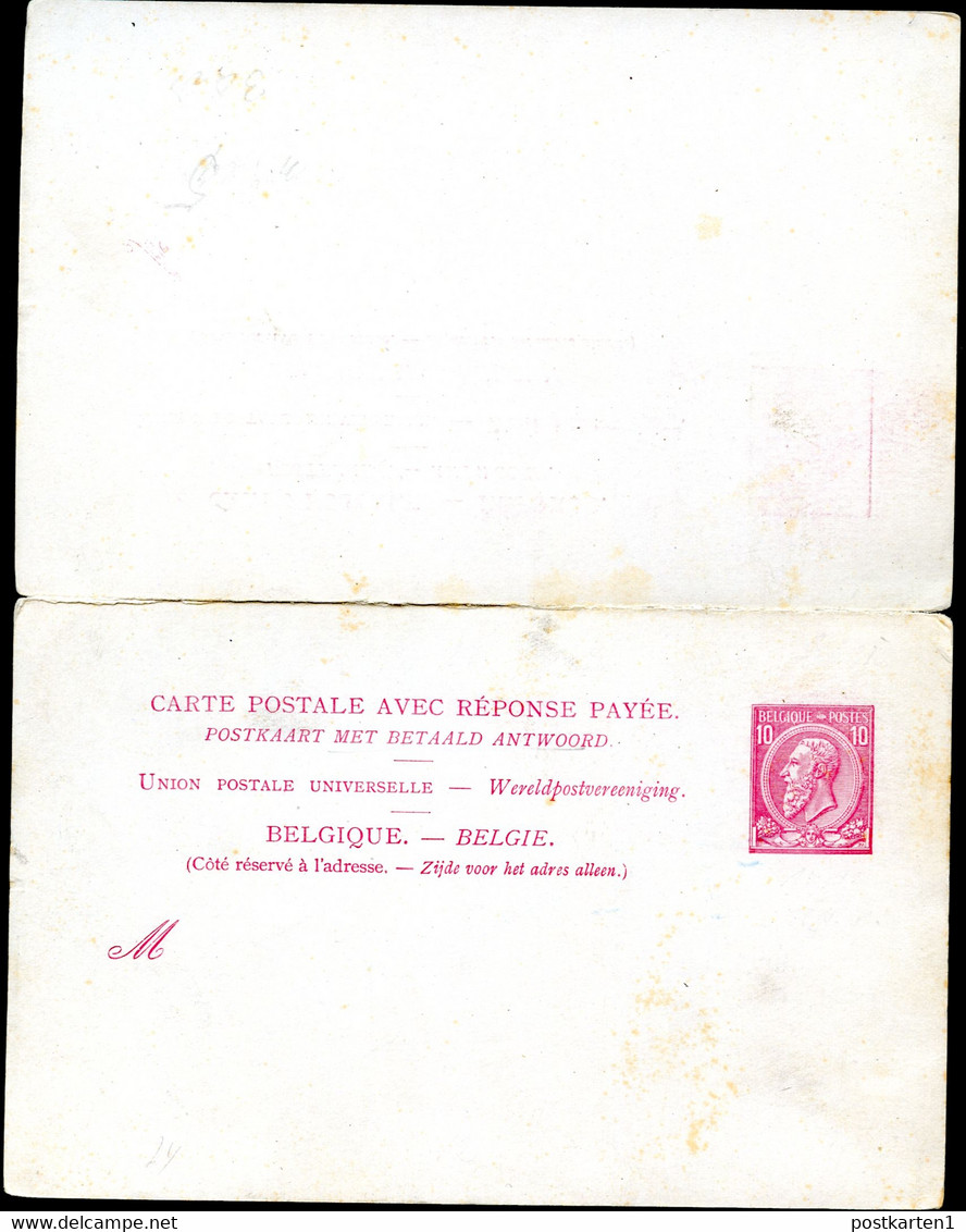 Belgique Cartes Postales Avec Réponse SBLP #22 I+II Mi.P25+28 Neuf 1887-91 - Cartoline 1871-1909