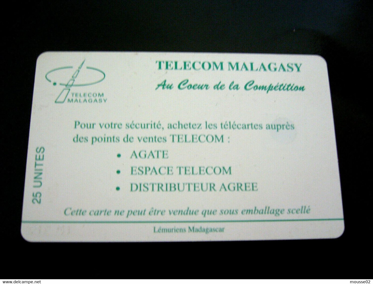 TELECARTE  MADAGASCAR  LEMURIEN - Madagascar