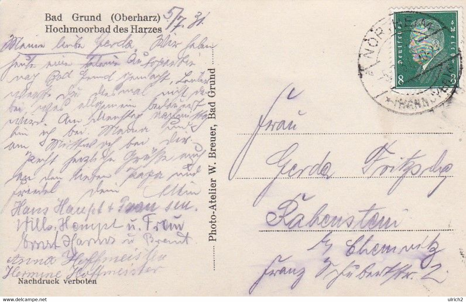 AK Bad Grund - Oberharz - Hochmoorbad - 1931 (57084) - Bad Grund