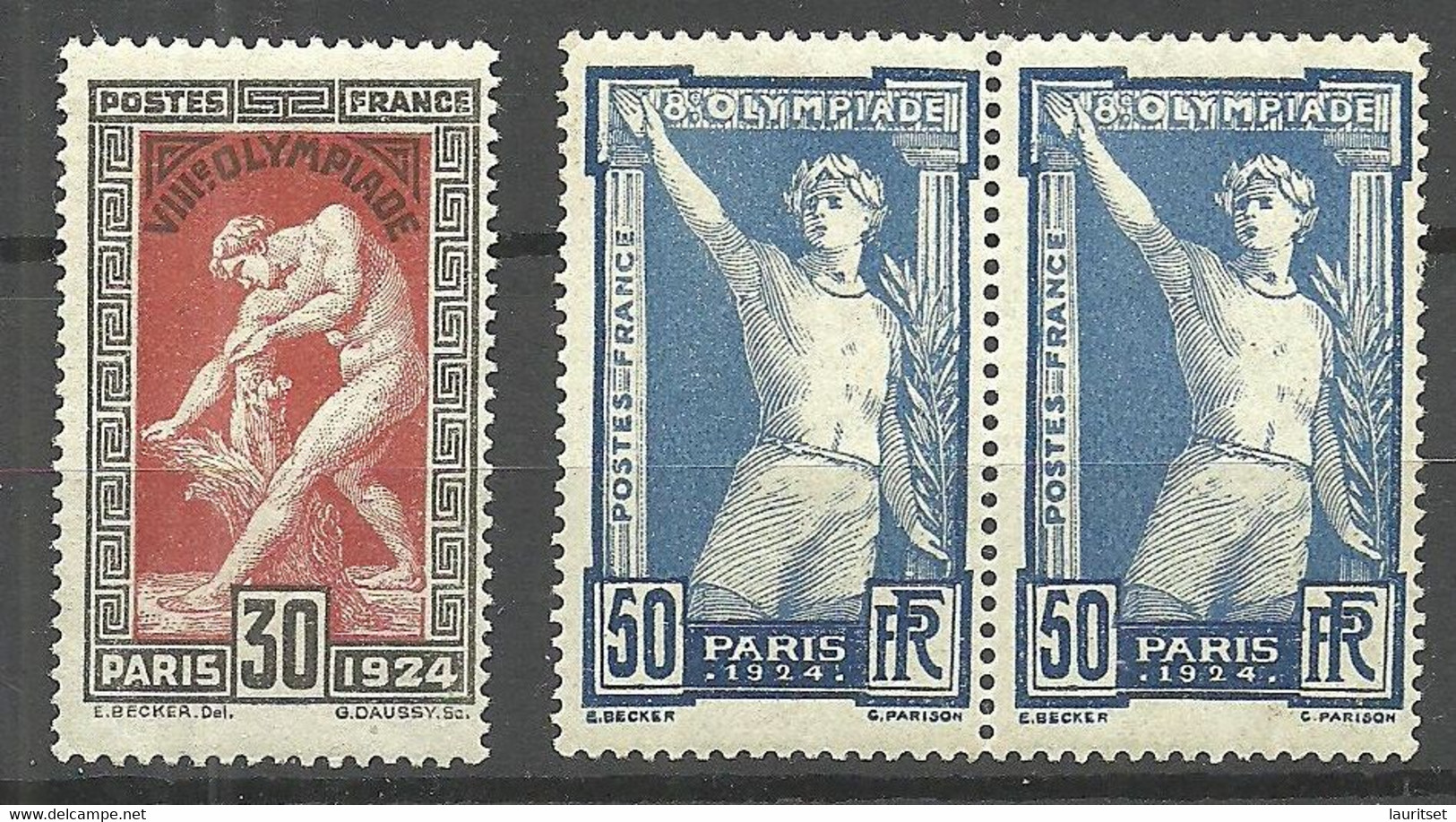 FRANKREICH France 1924 Michel 171 - 172 MNH Olympic Games Paris Olympische Spiele - Verano 1924: Paris