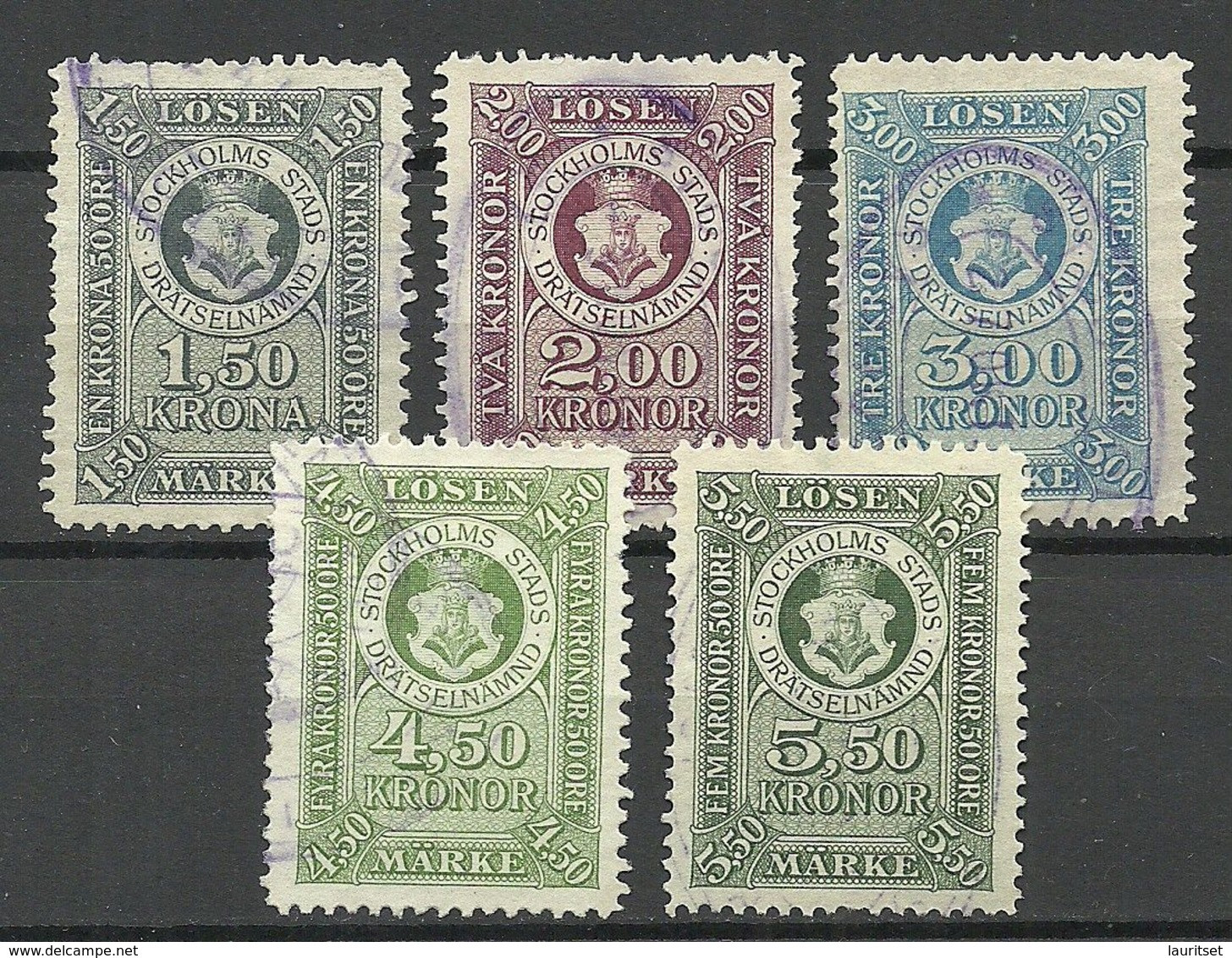 SWEDEN Schweden Stokholm City Local Tax Revenue Taxe Steuermarken O - Revenue Stamps