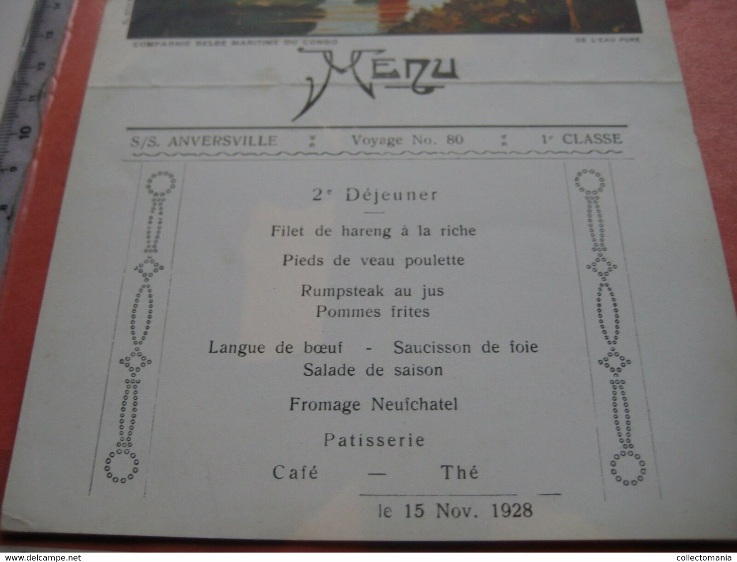 Authentic Menu Card  Congo Boat ANVERSVILLE, Pure Water ,native People Carying The Pots, Blanko Achterzijde - Menus