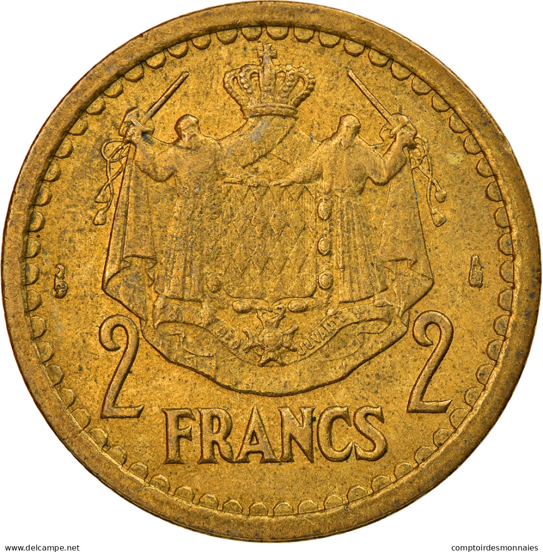 Monnaie, Monaco, 2 Francs, Undated (1943), TTB, Aluminum-Bronze, Gadoury:MC 134 - 1922-1949 Louis II