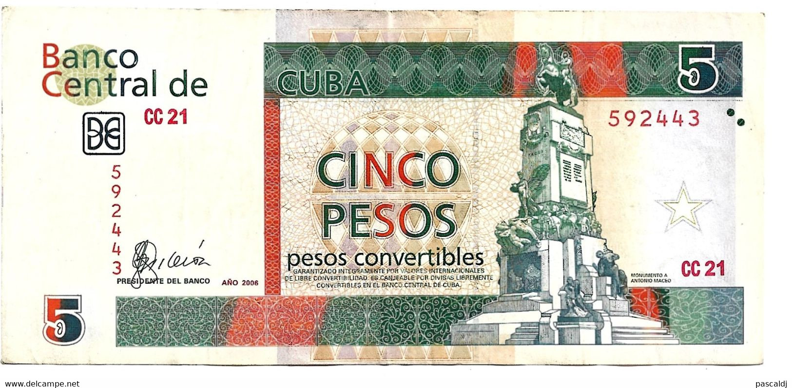 5 PESOS CONVERTIBLES Aus Kuba -5 CUC- (cinco Pesos De Cuba) - 2006 - Otros – América