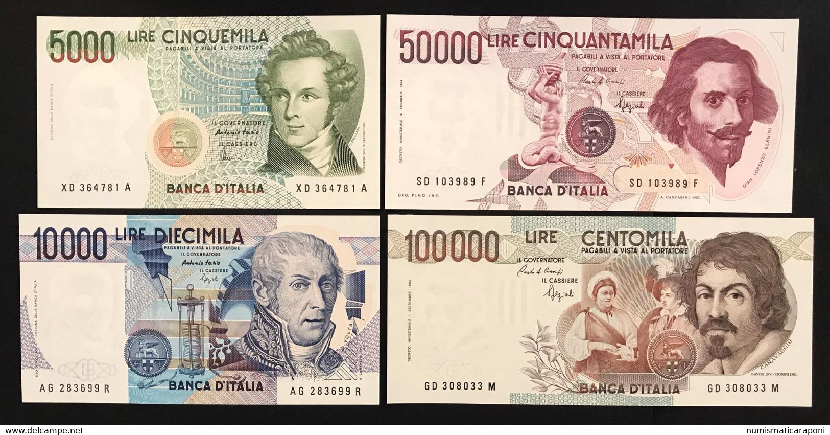 100000 + 50000 + 10000 + 5000 Lire 1990 - 1990 - 1994 - 1996 Xd  Fds  LOTTO 2158 - Colecciones