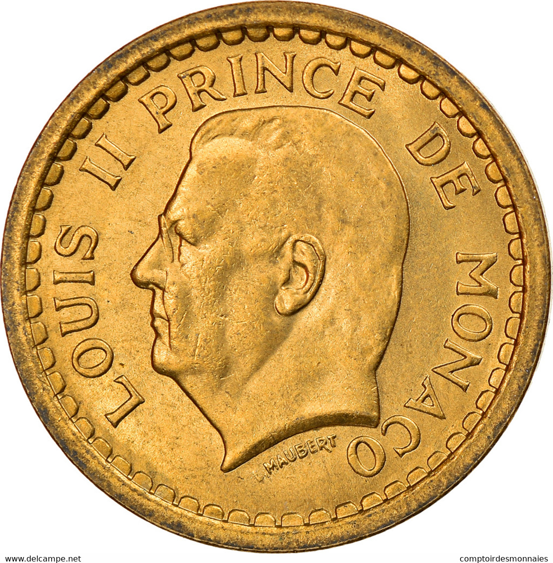 Monnaie, Monaco, Louis II, Franc, 1943, TTB+, Aluminum-Bronze, Gadoury:132 - 1922-1949 Louis II