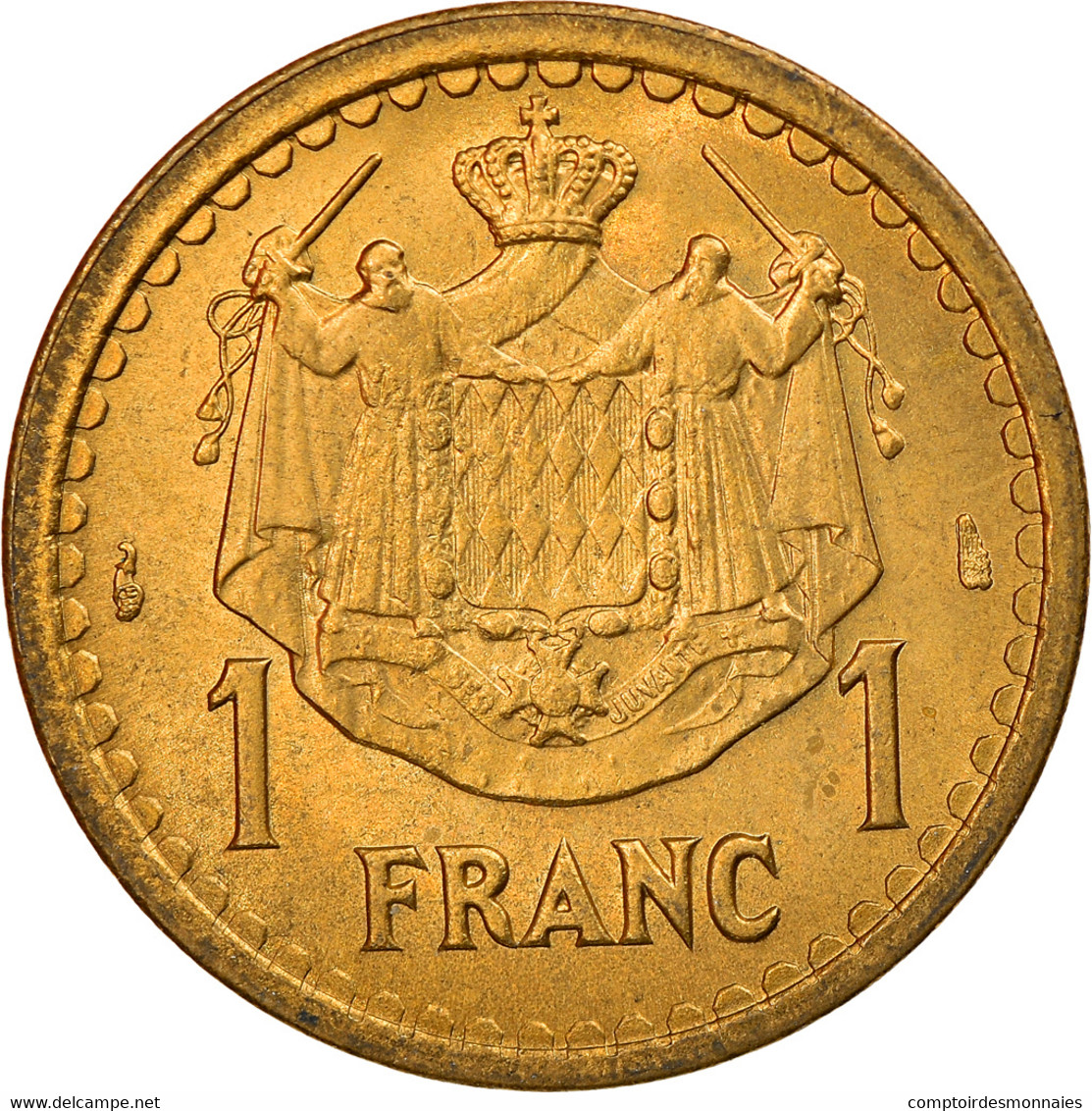 Monnaie, Monaco, Louis II, Franc, 1943, TTB+, Aluminum-Bronze, Gadoury:132 - 1922-1949 Louis II