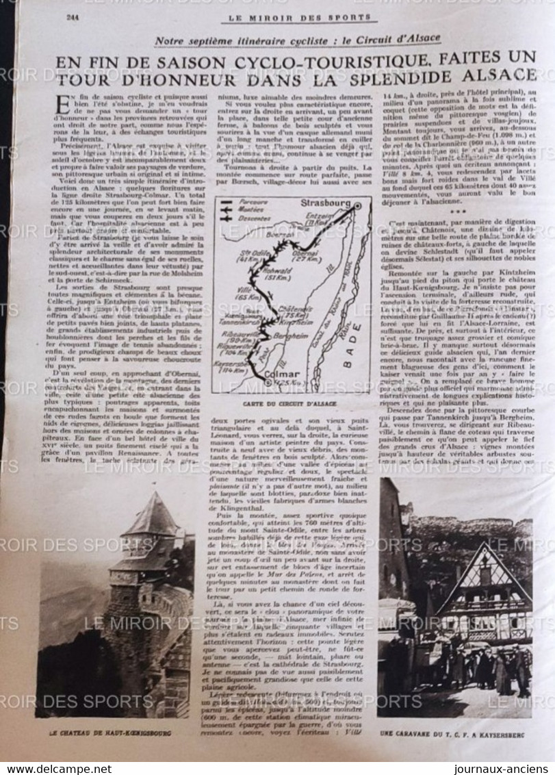 1921 CYCLO TOURISME EN ALSACE - COLMAR - STRASBOURG - KAYSERBERG - OBERNAI - HAUT KOENIGSBOURG - Other & Unclassified