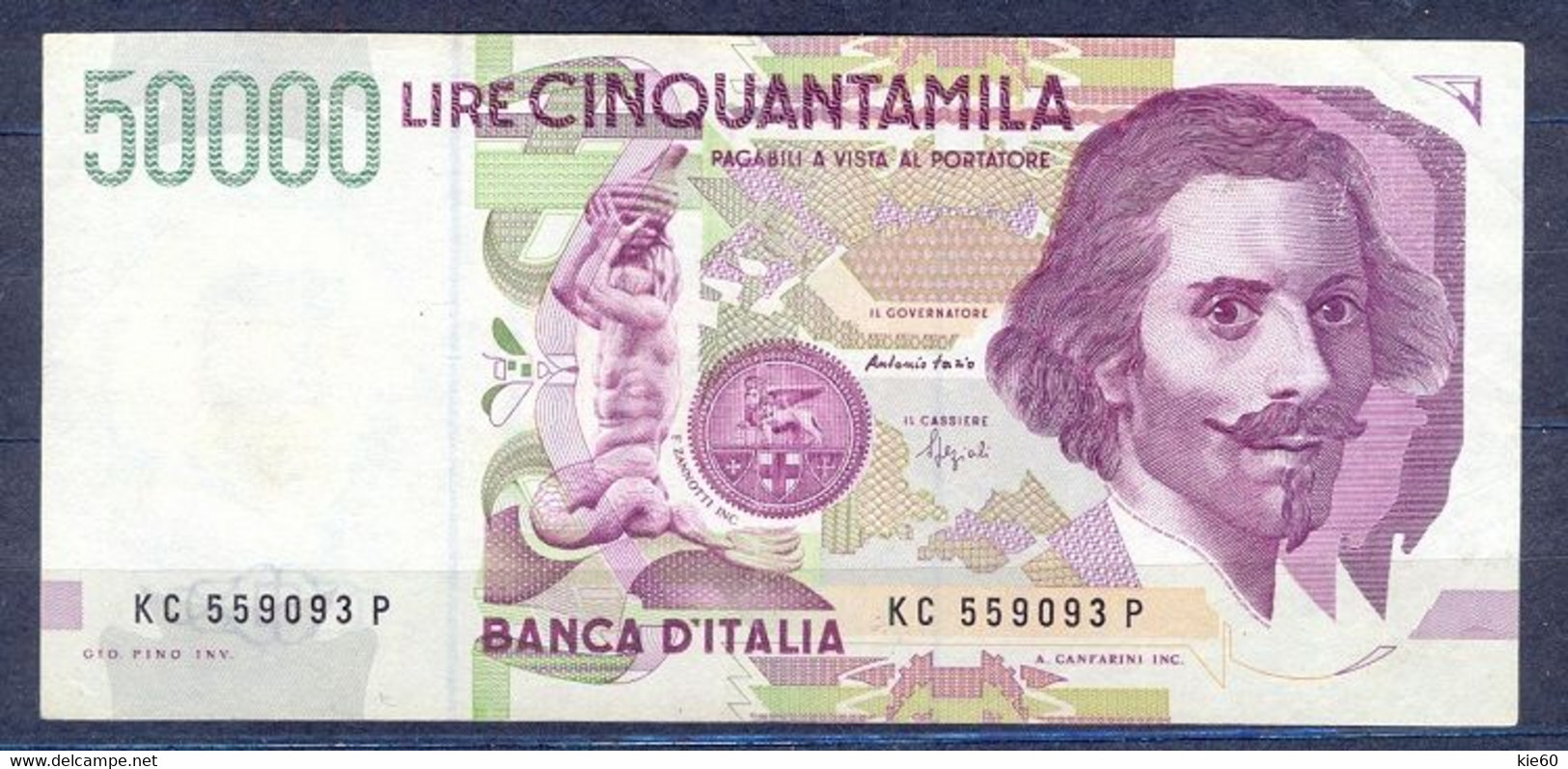 Italy  - 1992 -  50 000 Lire   -.P116b.....aUNC - 50000 Liras