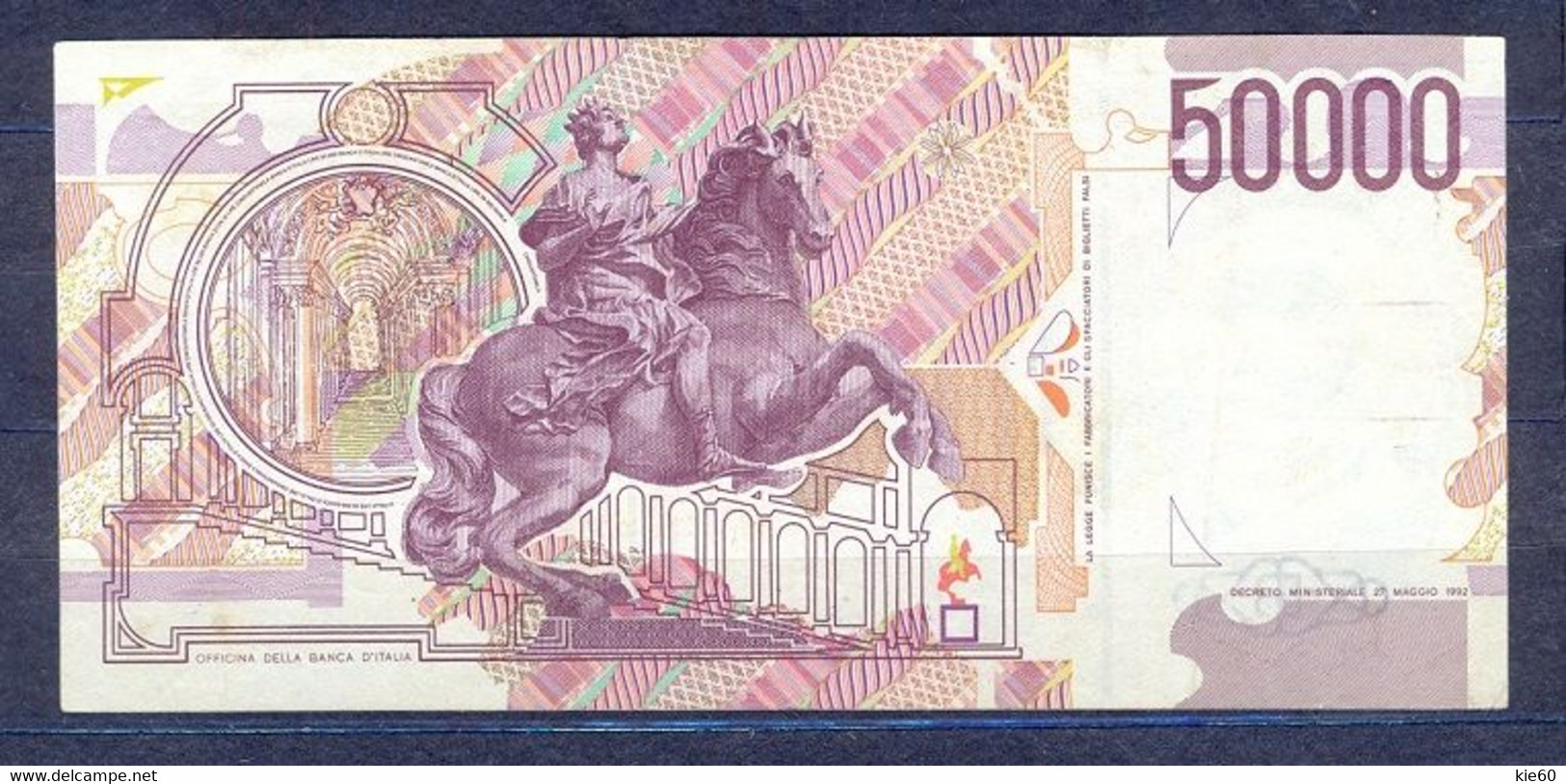 Italy  - 1992 -  50 000 Lire   -.P116b.....aUNC - 50000 Liras