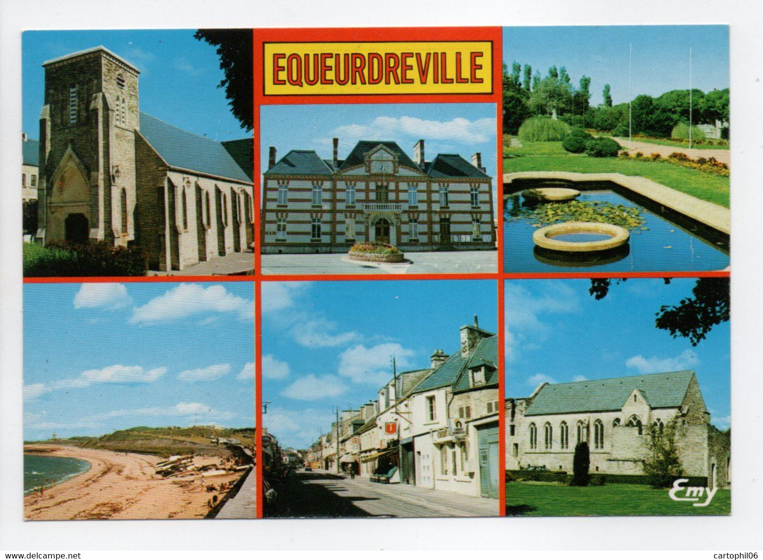 - CPM EQUEURDREVILLE (50) - Eglise, Mairie, Place Mars, Rue Gambetta... - Editions LE GOUBEY 10200 - - Equeurdreville