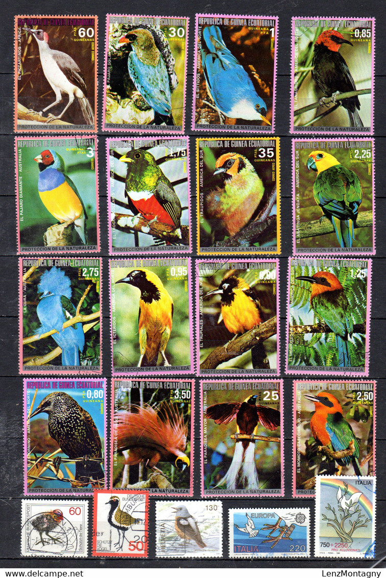 Collection Timbres Motifs Oiseaux, Selon Scan, Oblitéré, Livraison Lettre Ordinaire SANS Carton; Lot 52804 - Collections (without Album)