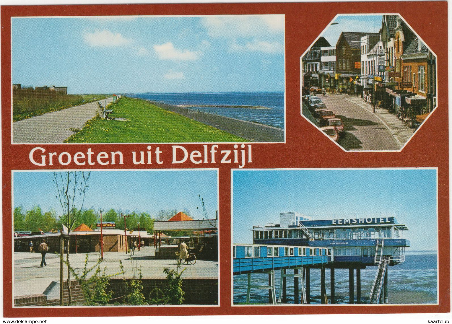 Groeten Uit Delfzijl: 'Eemshotel', 'Fred V/d Werff' Supermarkt, Winkelcentrum, Centrum, Dijk - (Nederland/Holland) - Delfzijl