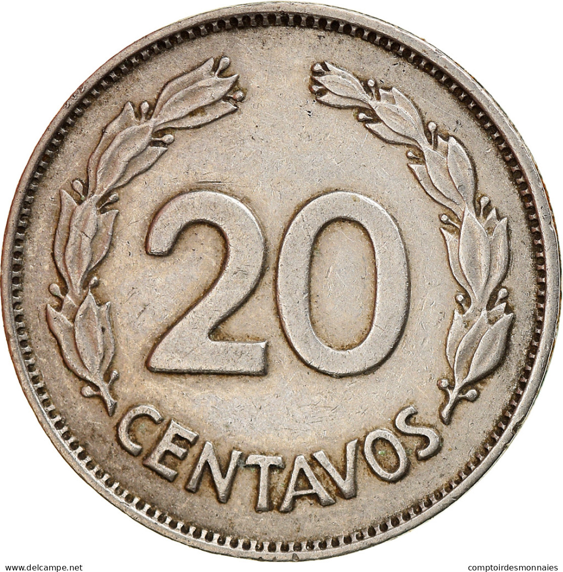 Monnaie, Équateur, 20 Centavos, 1966, TTB, Nickel Clad Steel, KM:77.1c - Ecuador