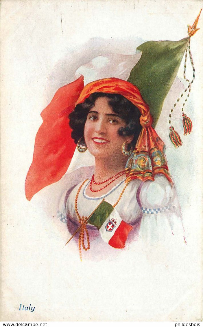 Illustrateur A.VIVIAN MANSELL  FEMME  ITALY - Patrióticos