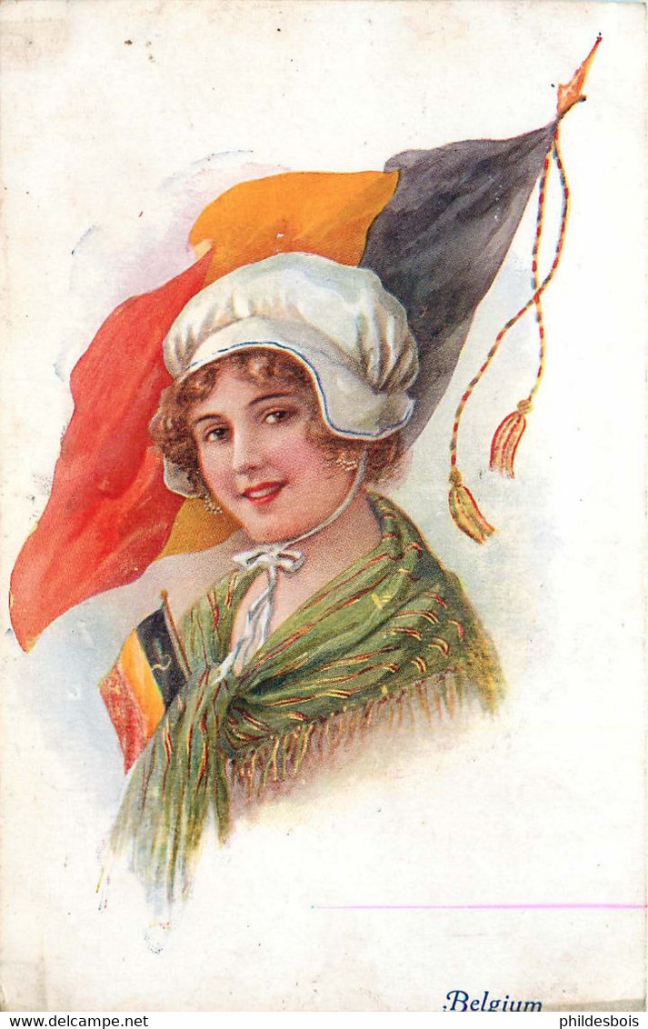 Illustrateur A.VIVIAN MANSELL  FEMME  BELGIUM - Patrióticos