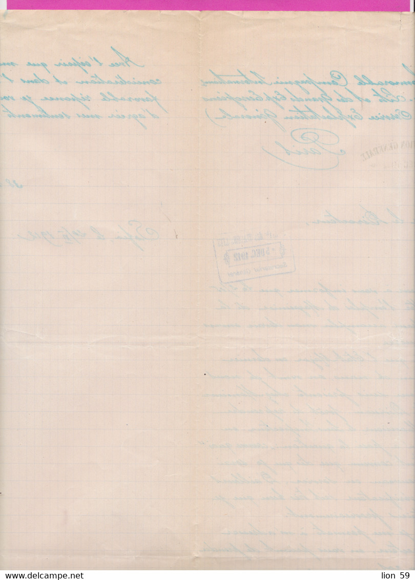 265339 / Bulgaria Sofia 1912 - Document  To Compagnie Internationale Des Wagons-Lits , Secretariat General  France Paris - Trasporti