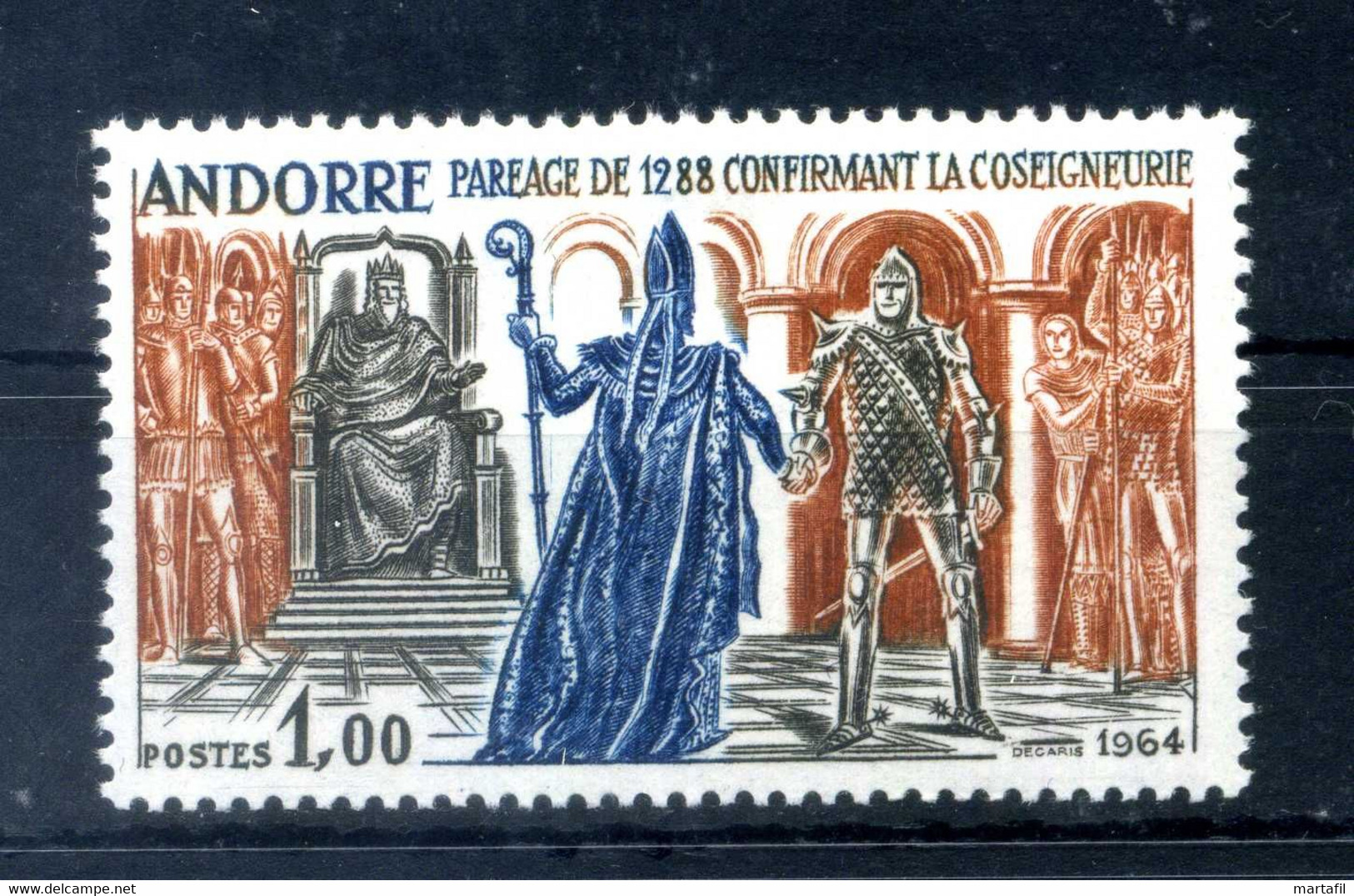 1963-68 ANDORRA FRANCESE N.170 MNH ** Avvenimenti Storici E Folclore 1f. - Unused Stamps