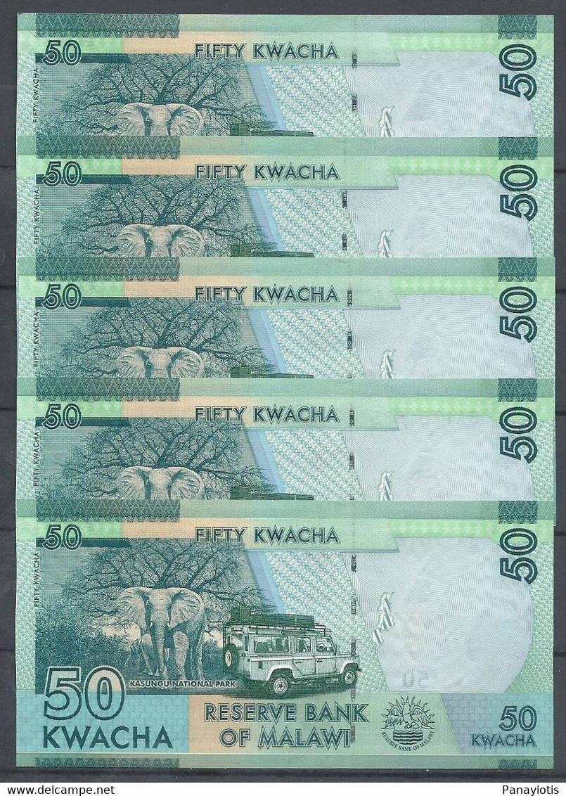 Dealers Lot  Malawi 50 Kwacha X 5 PCS  2016  (BEST PRICE WORLWIDE) - Malawi