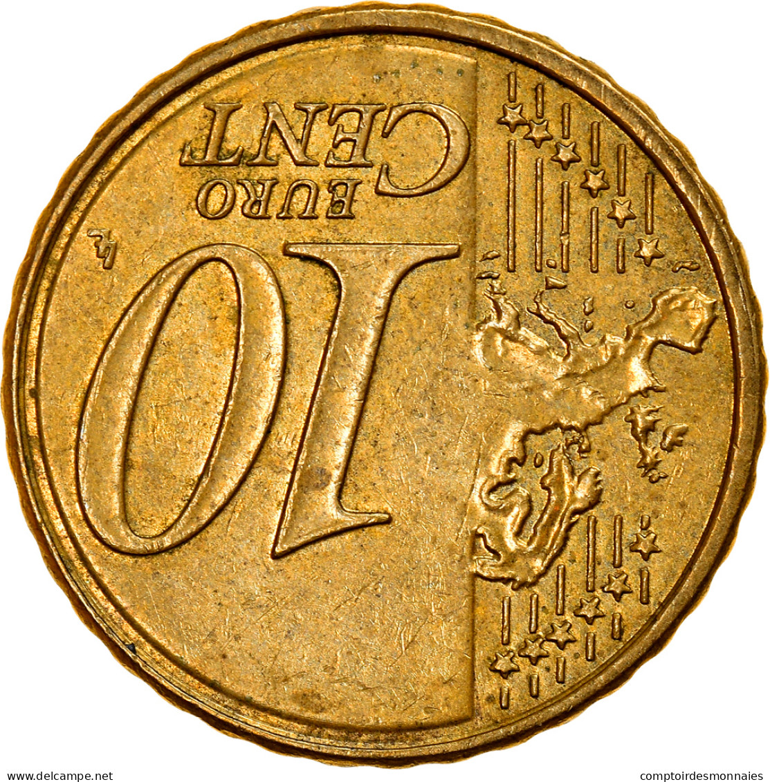 France, 10 Euro Cent, 2009, Pessac, Error Coin Alignment, SUP, Laiton - Abarten Und Kuriositäten