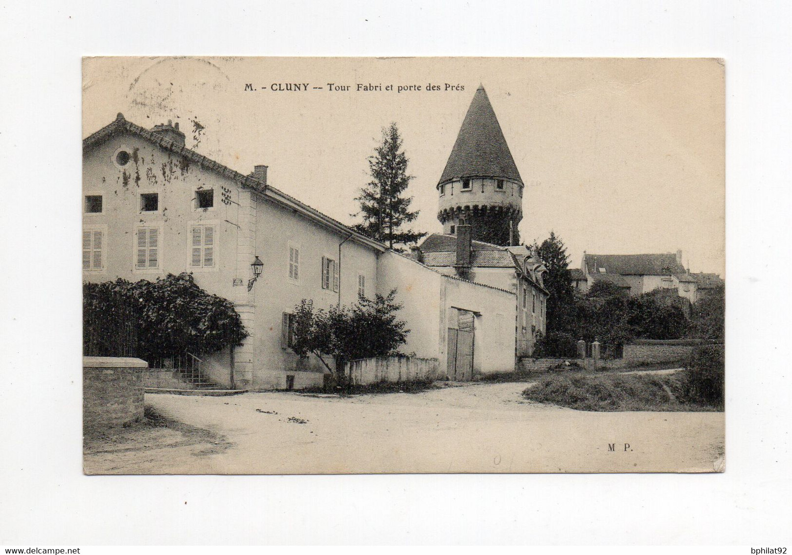 !!! 5C SEMEUSE SUR PORTE TIMBRE MILLENAIRE DE CLUNY SUR CPA DE 1910 - Brieven En Documenten