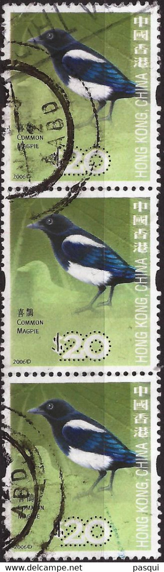 Hong Kong - Fx. 10040 - Yv. 1315 - $ 20.- Urraca Comun, En Tira De 3 - 2006 - Ø - Used Stamps
