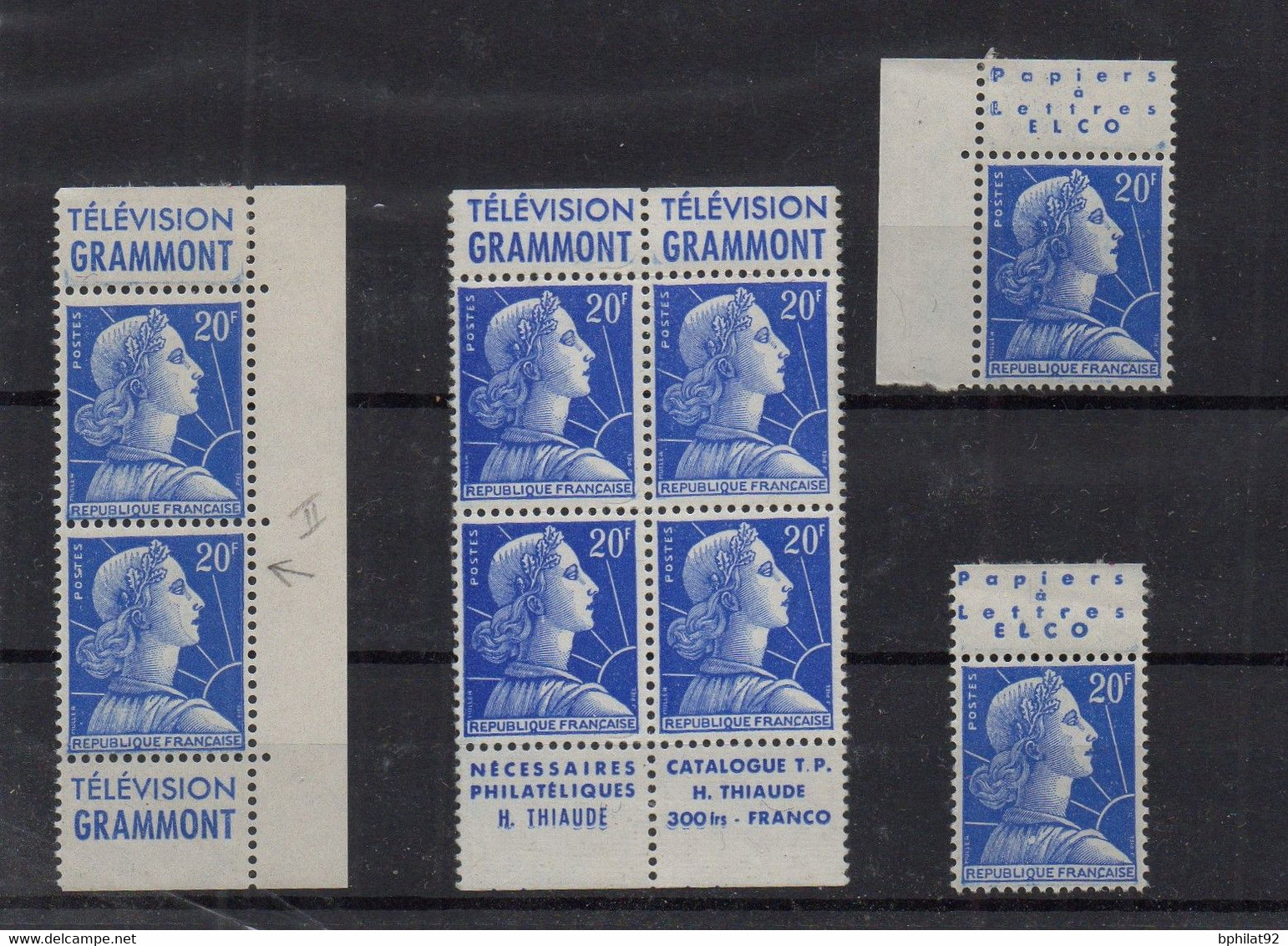 !!! 20 F MARIANNE DE MULLER, PETIT LOT DE TIMBRES AVEC BANDES PUB NEUFS * - Neufs