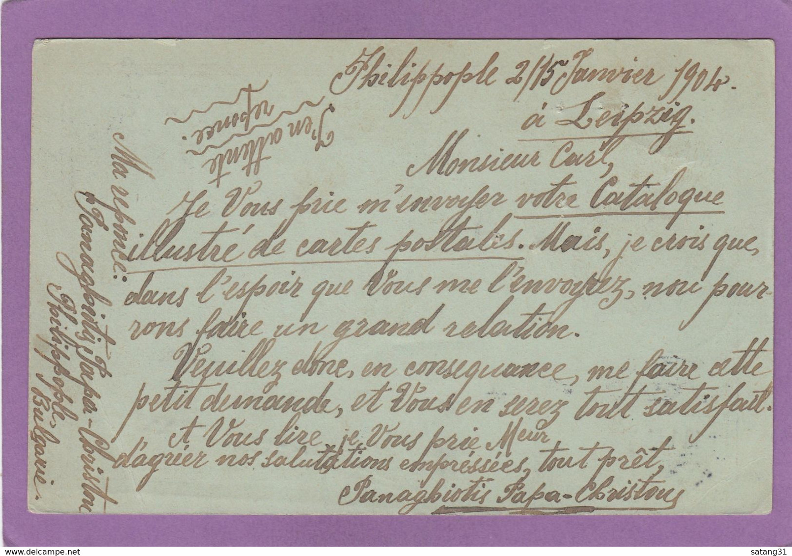 GANZSACHE AUS PHILIPPOPLE (3-1-04) NACH WIEN (18-1-04,2 VERSCHIEDENE STPL.13b + 1k) UND 5-2-04. - Ansichtskarten