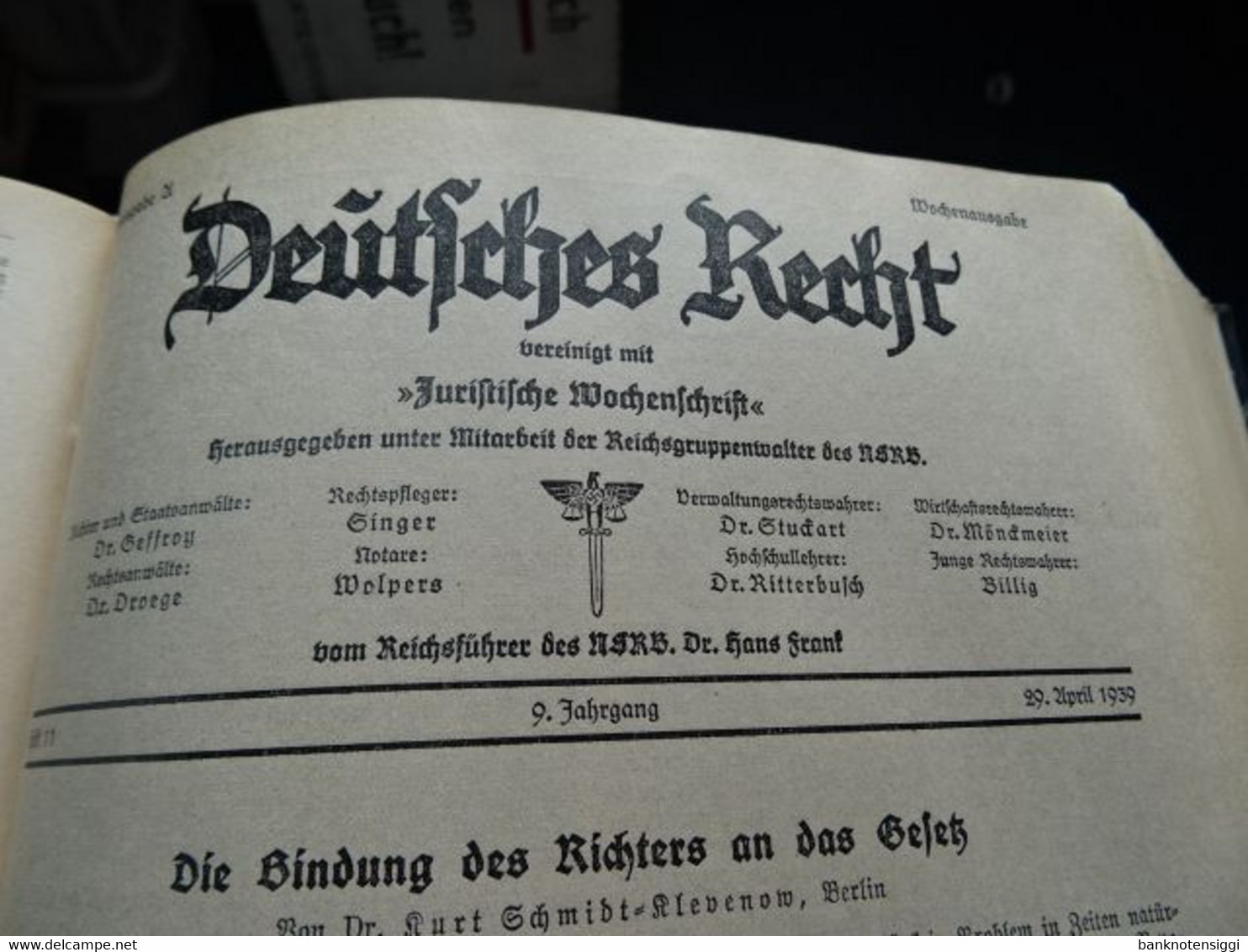 Buch "Deutsches Recht vereinigt mit Juristische Wochenschrift " 1939 Band 1