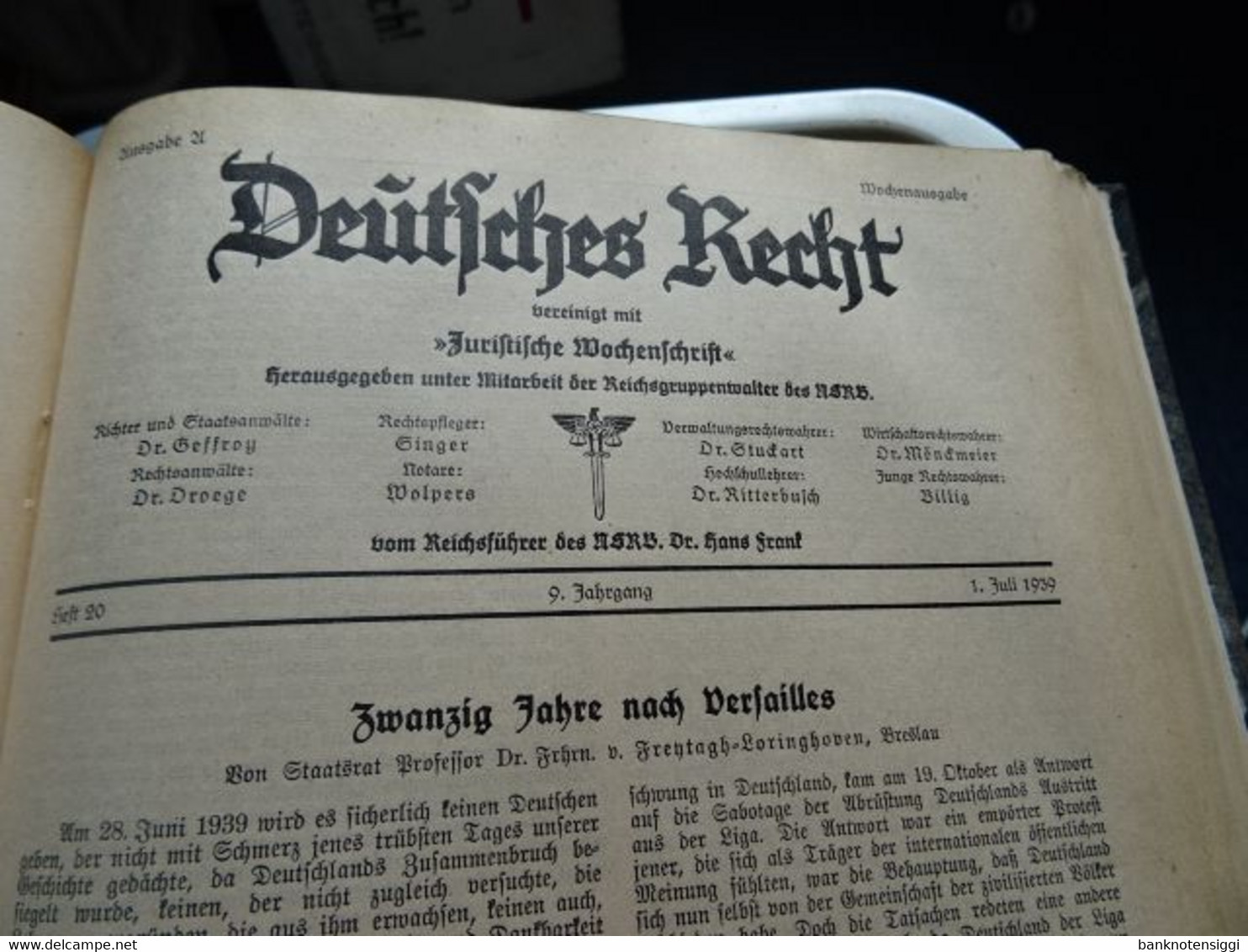 Buch "Deutsches Recht vereinigt mit Juristische Wochenschrift " 1939 Band 1