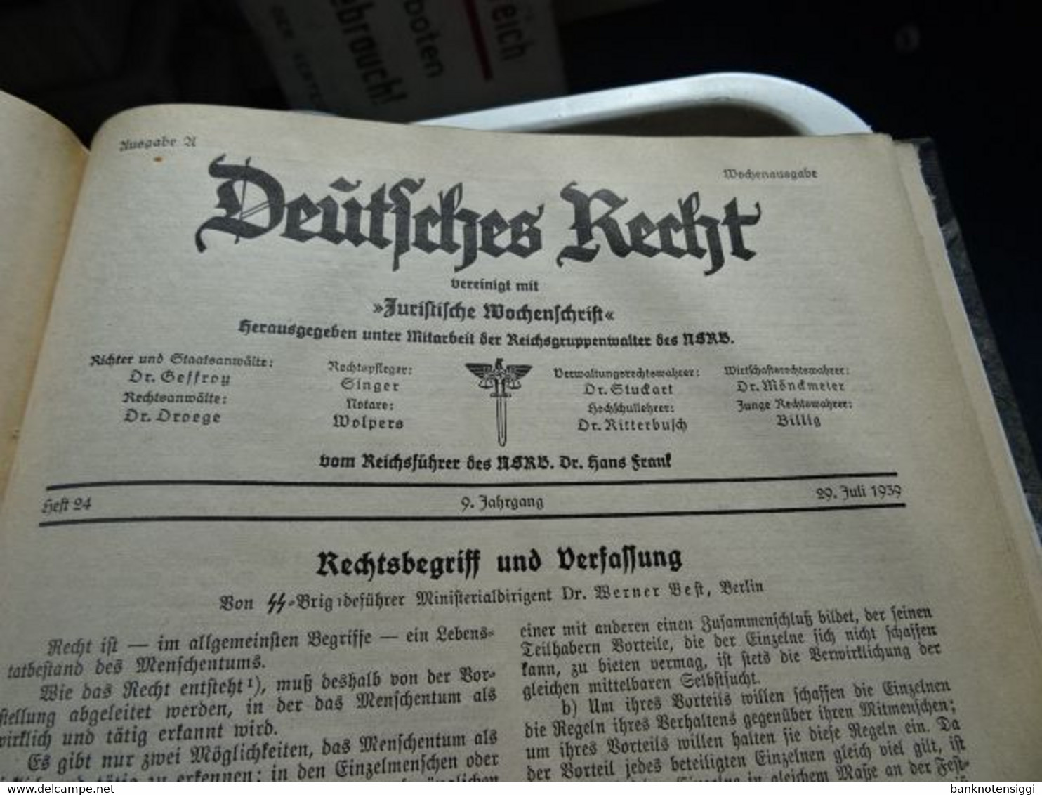 Buch "Deutsches Recht vereinigt mit Juristische Wochenschrift " 1939 Band 1