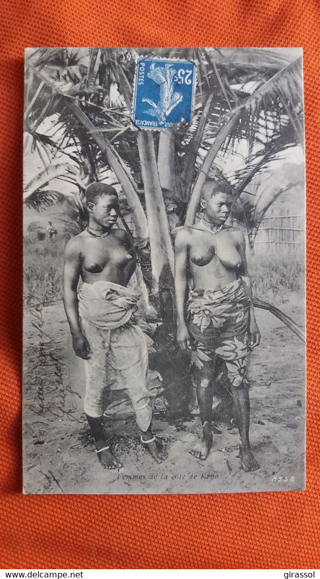 CPA  FEMMES AUX SEINS NUS DE LA COTE DE KROO COTE D IVOIRE BUSTE NU  ARBRE PALMIER - Costa De Marfil